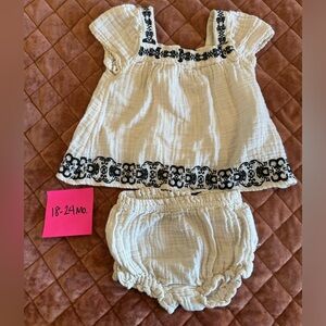 Gauze embroidered two piece toddler set